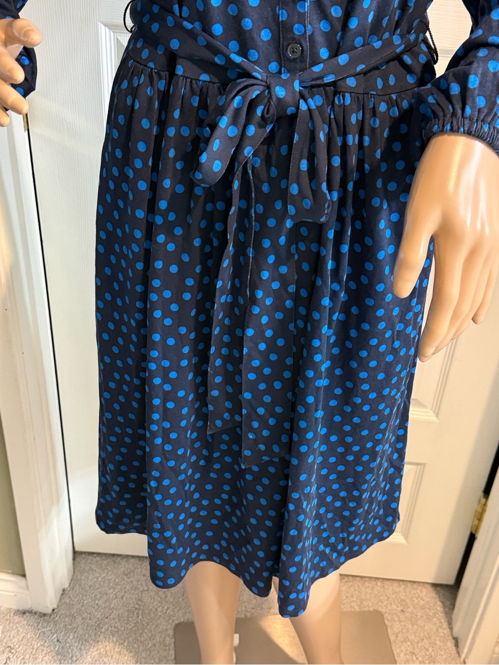 Boden Dress Womens 10R Blue Polka Dot Willow Frill Short Ruffle Belt - Picture 4 of 14